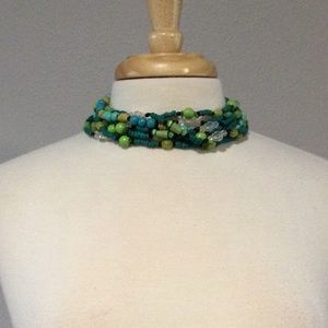 Unbranded Multi-Strand, Multicolor Beaded Choker Necklace